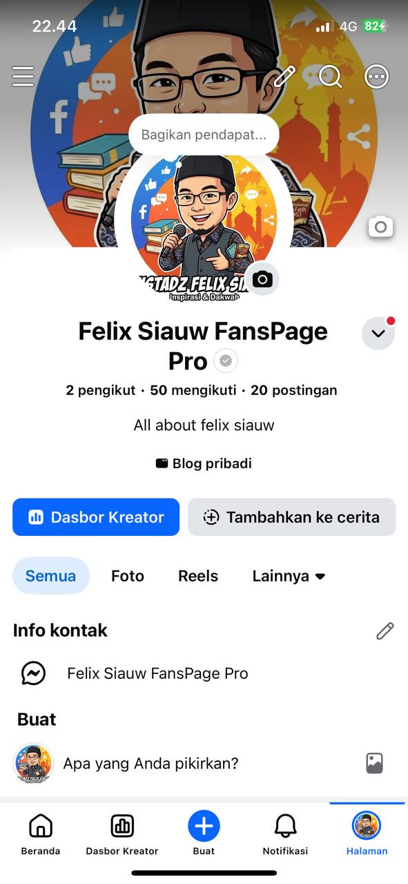 Contoh Fanpage FB Pro Reels